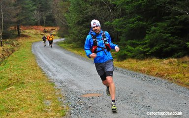 Runners on a woodland trail