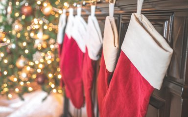 Christmas stockings on the fireplace