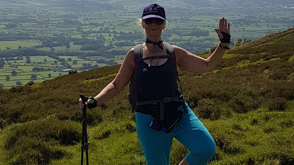 Woman posing nordic walking